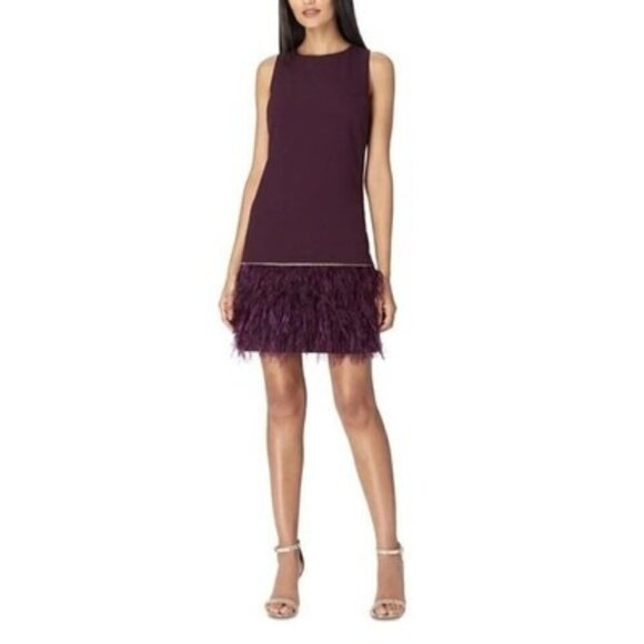 Tahari ASL Aubergine Jewel Neck Sheath Cocktail Dress Size 2 NWT - Picture 1 of 2
